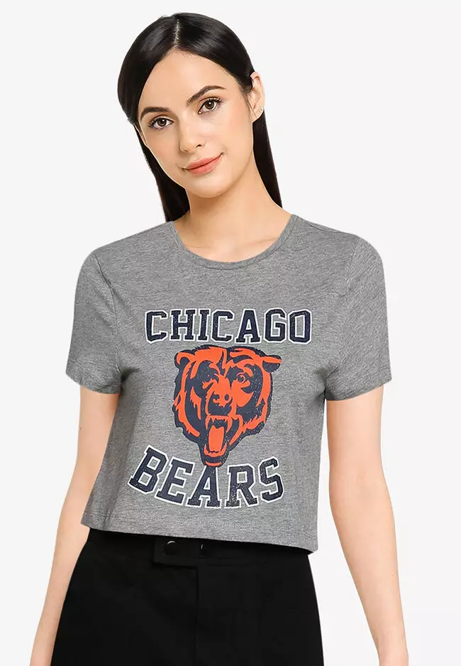 Noisy May Pale Grey Chicago Bears Crop Logo T-Shirt