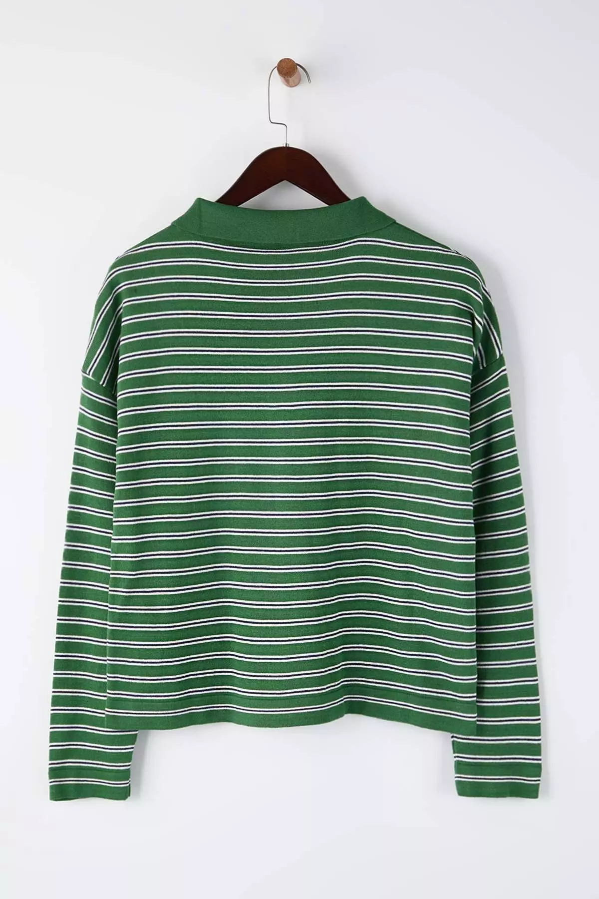 Wardrobe Essentials Green Premium Yarn/Custom Yarn Wide Fit Striped Knitwear Sweater Twoaw26Kz195