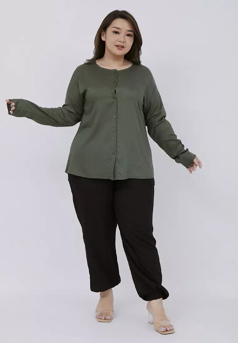 Plus Size Blouse Phoebe Army