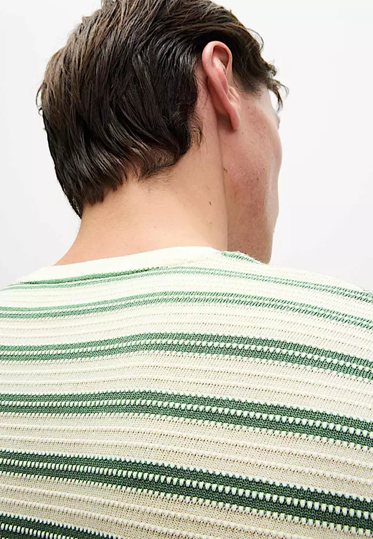 Cotton Rich Striped Textured T-Shirt