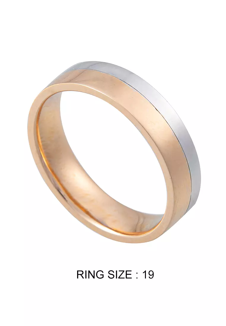 LITZ 18K 白金與玫瑰金鑽石男士戒指 C-WB0024M