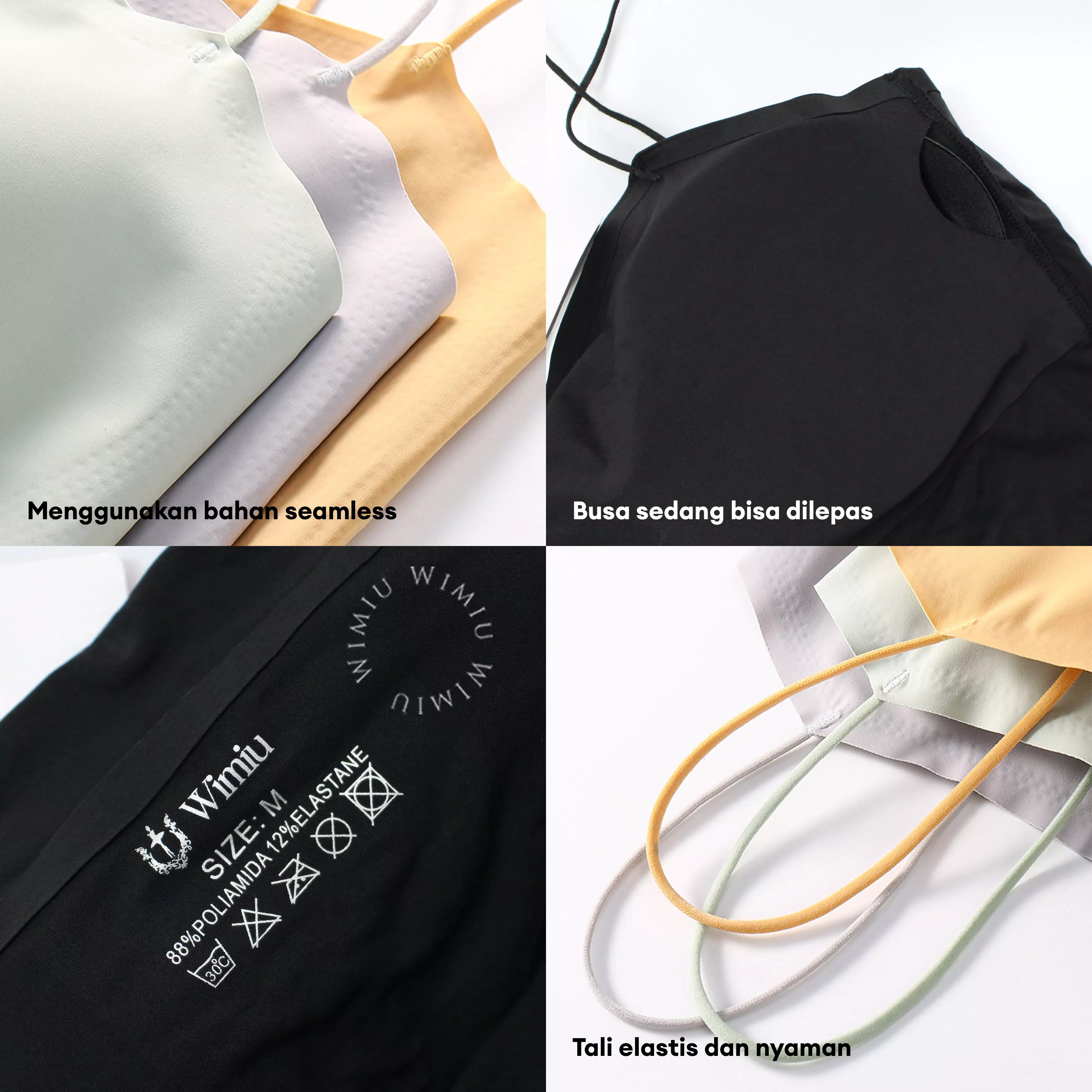 Wimiu Tanktop Seamless Tank Top Bh Busa Tanpa Kawat Bralette Sport Bra Wanita Crop Top 100186