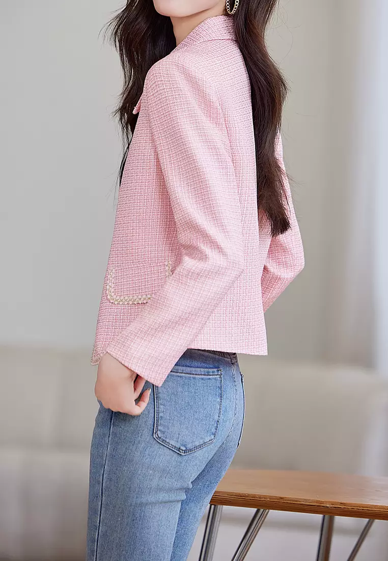 Cropped Square Collar Suit Jacket YGH-EY8932