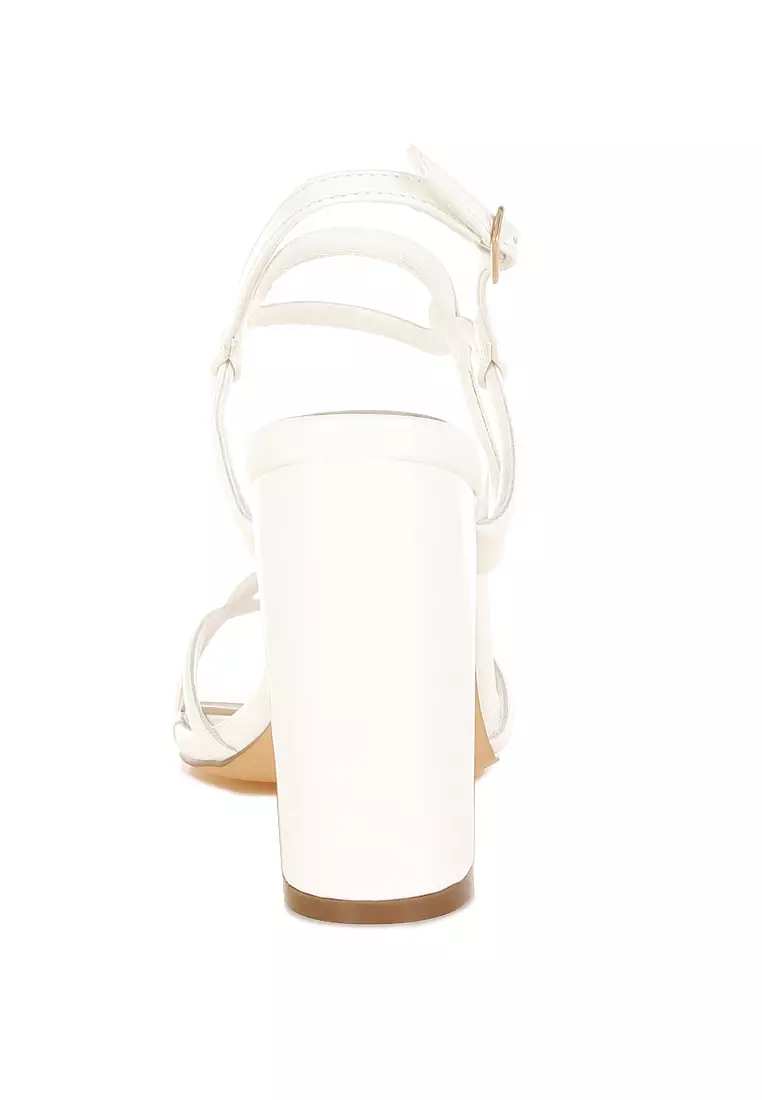 White Cut Out Chain Sandals