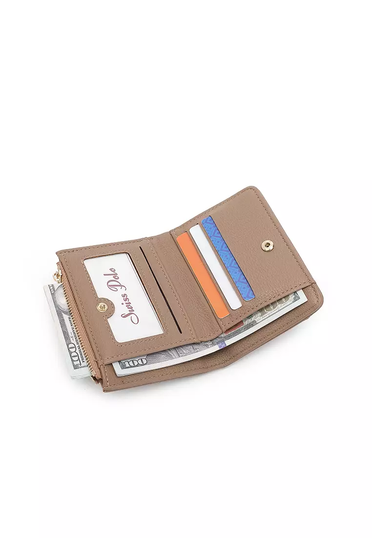 Women's 2 in 1 Purse/Wallet With Coin Compartment (Dompet Wanita 2 in 1 dengan Kompartmen Koin) - Krem Gelap
