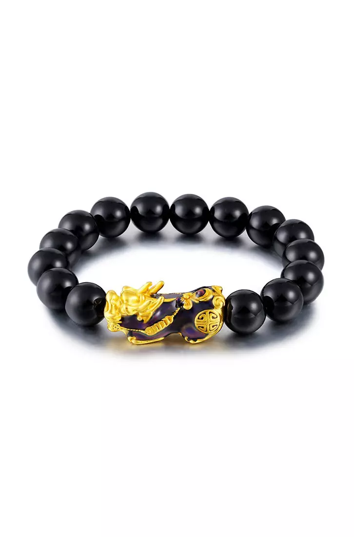 Gold black hot sale beads bracelet