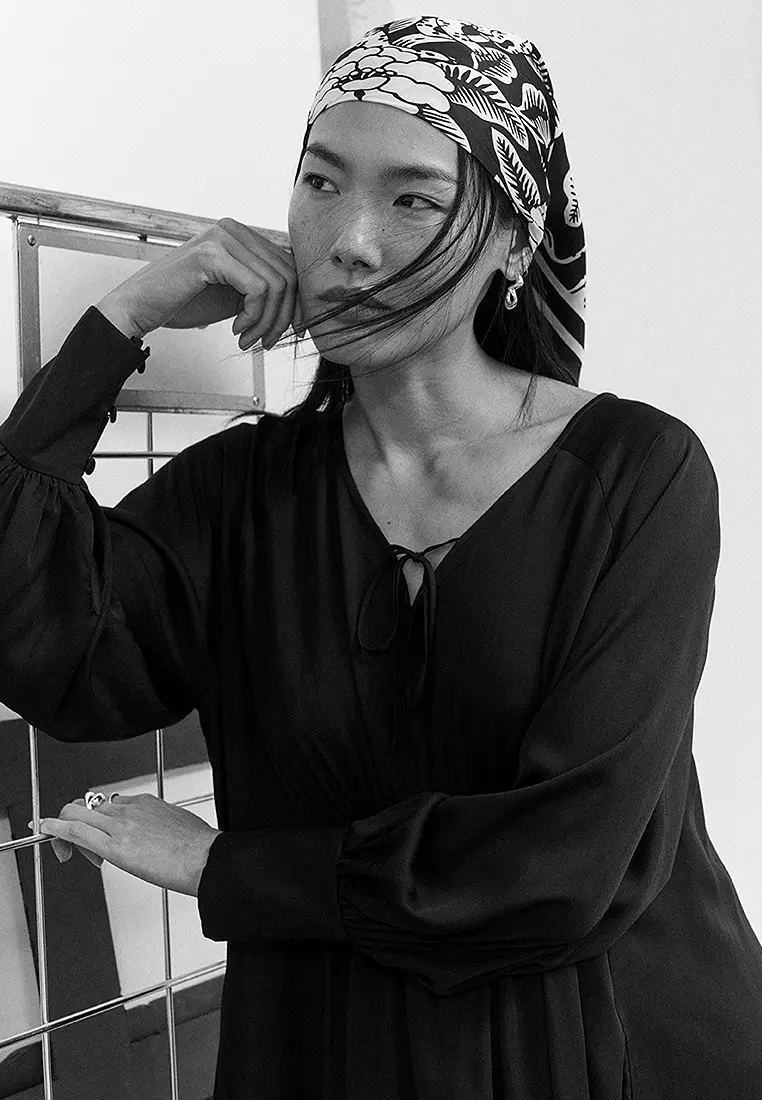 V-Cut Satin Midi Dress