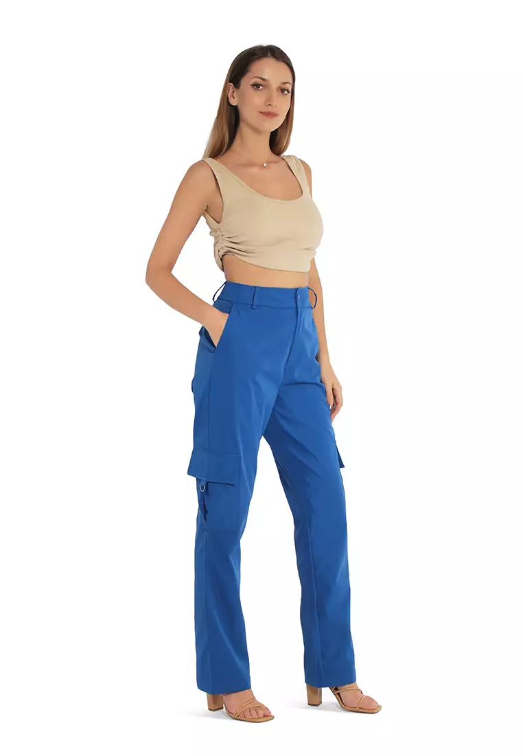 Beige Ruched Crop Top