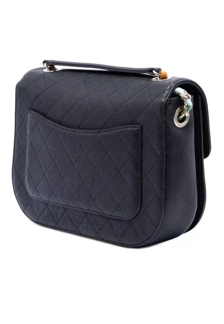 Pre-Loved Chanel Paris Cuba Medium Quilted Caviar Thread Around Flap