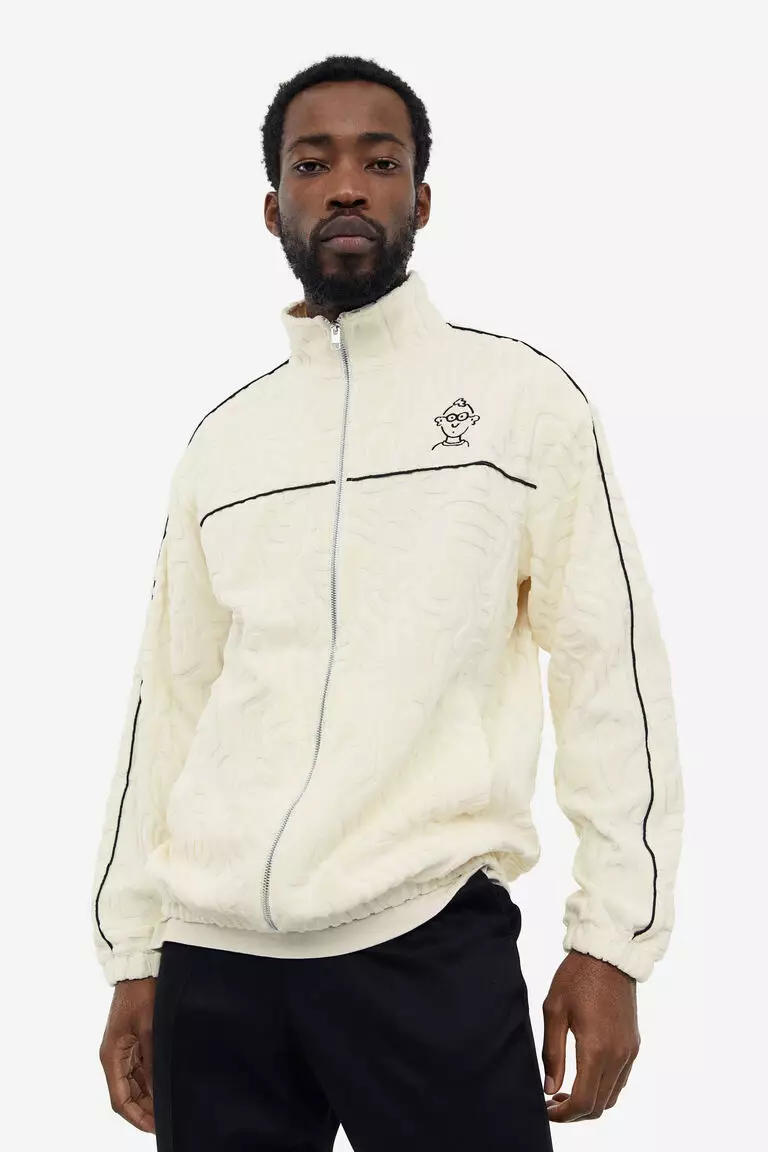 Jual H M Relaxed Fit Terry track jacket Original 2024 ZALORA