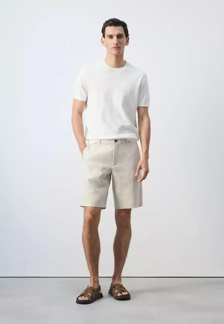 Slim-Fit 100% Linen Bermuda Shorts