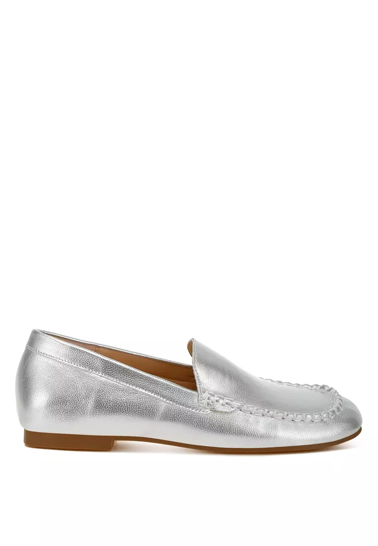 Discount on Rag & CO.  shoes - SKU: Metallic Pleather Loafers in Silver