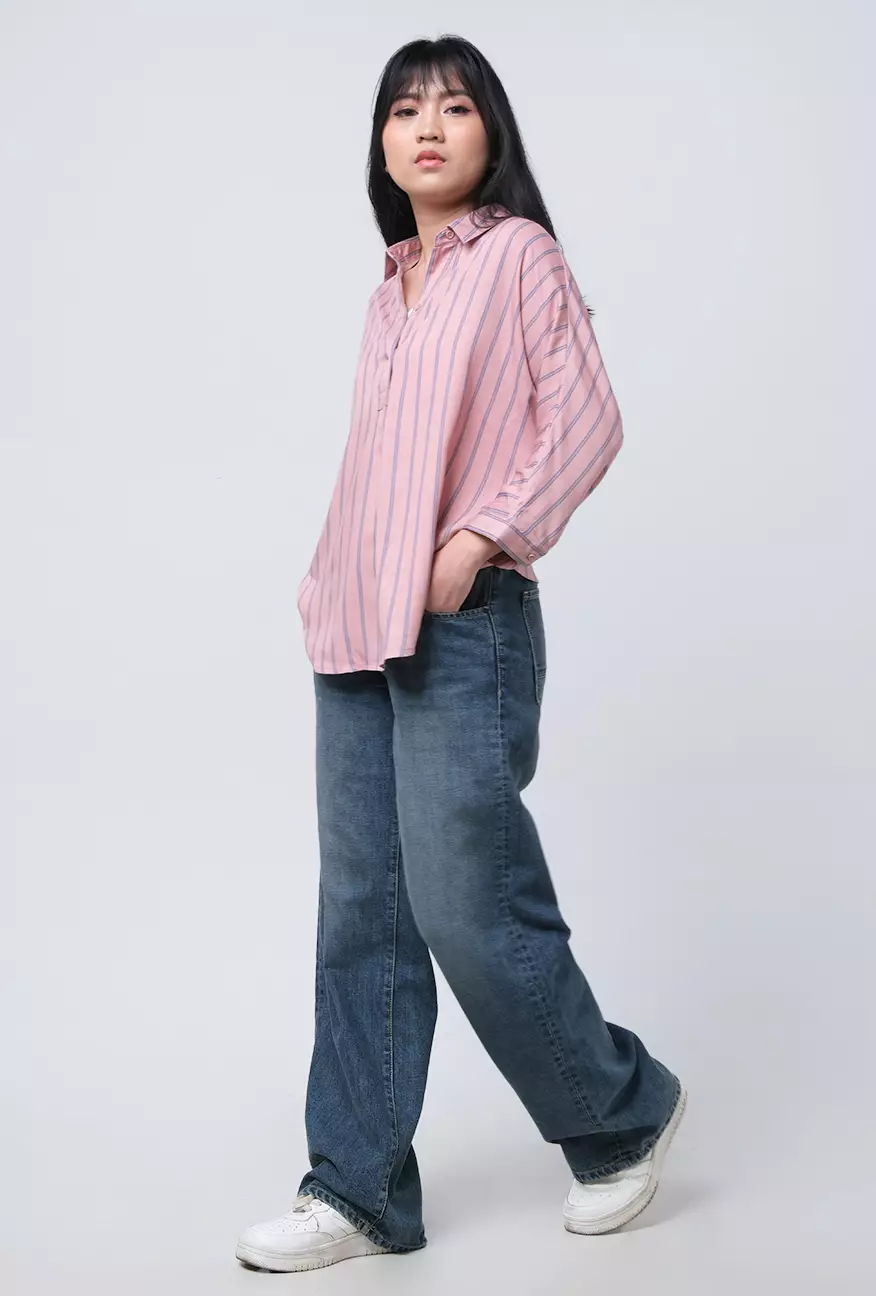 Kemeja Wanita Adeline Pink Grey