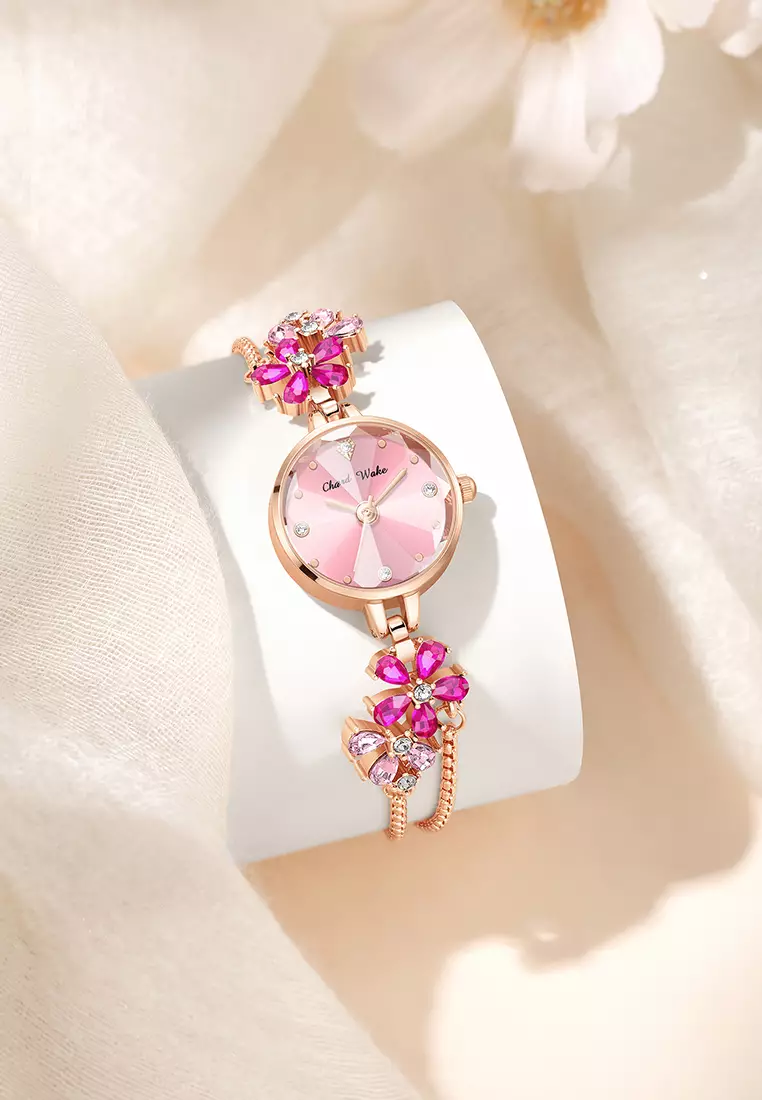 Jam Tangan Wanita Original Anti Air Korea Fashion Tali Gelang Jam Tangan Cewek Kuarsa pink