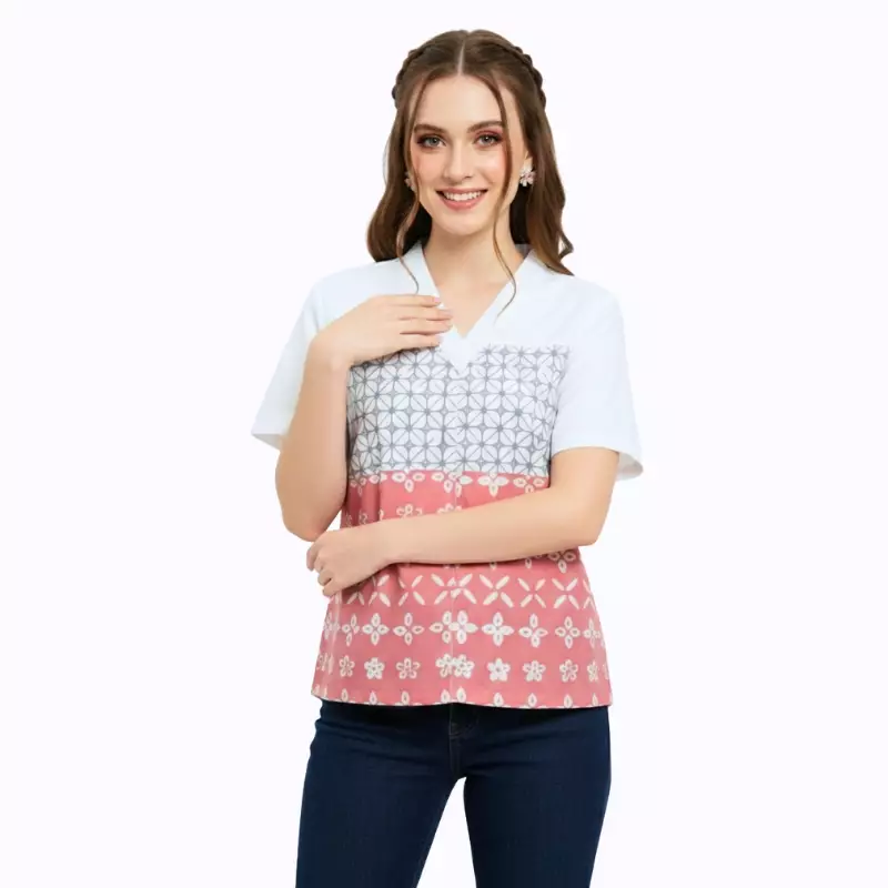Blouse Batik Wanita - Bhatara Batik Nanita - Atasan Batik Modern Lengan Pendek