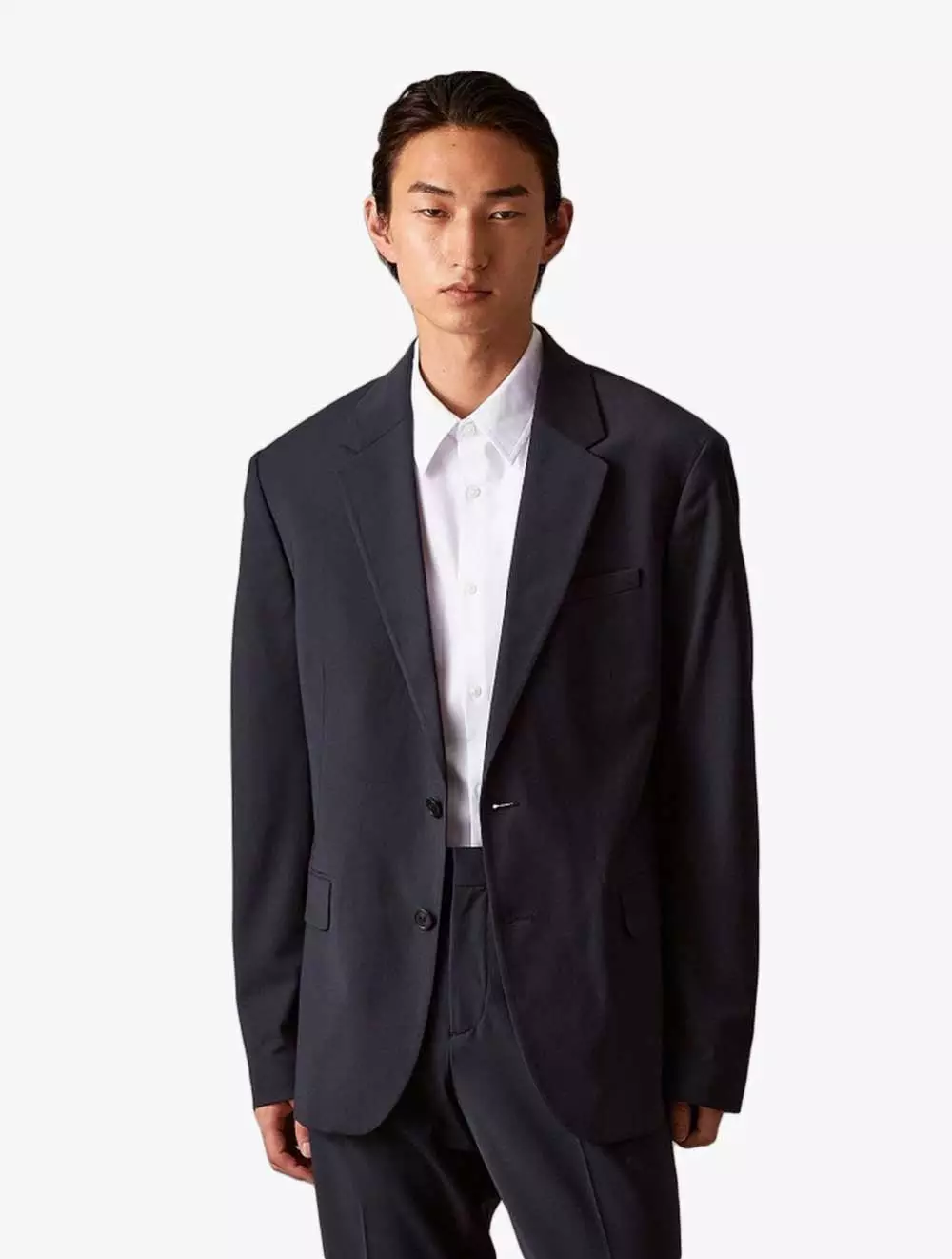 Calvin Klein - Refined Wool Blend Slim Blazer - Navy - navy