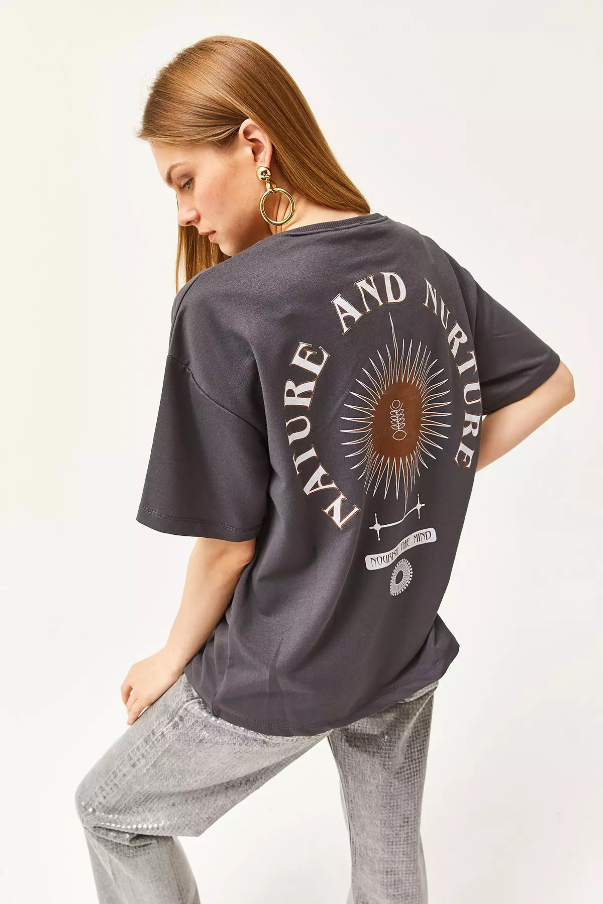 Symbol Front Back Printed 2 Thread Unisex Oversize T-Shirt