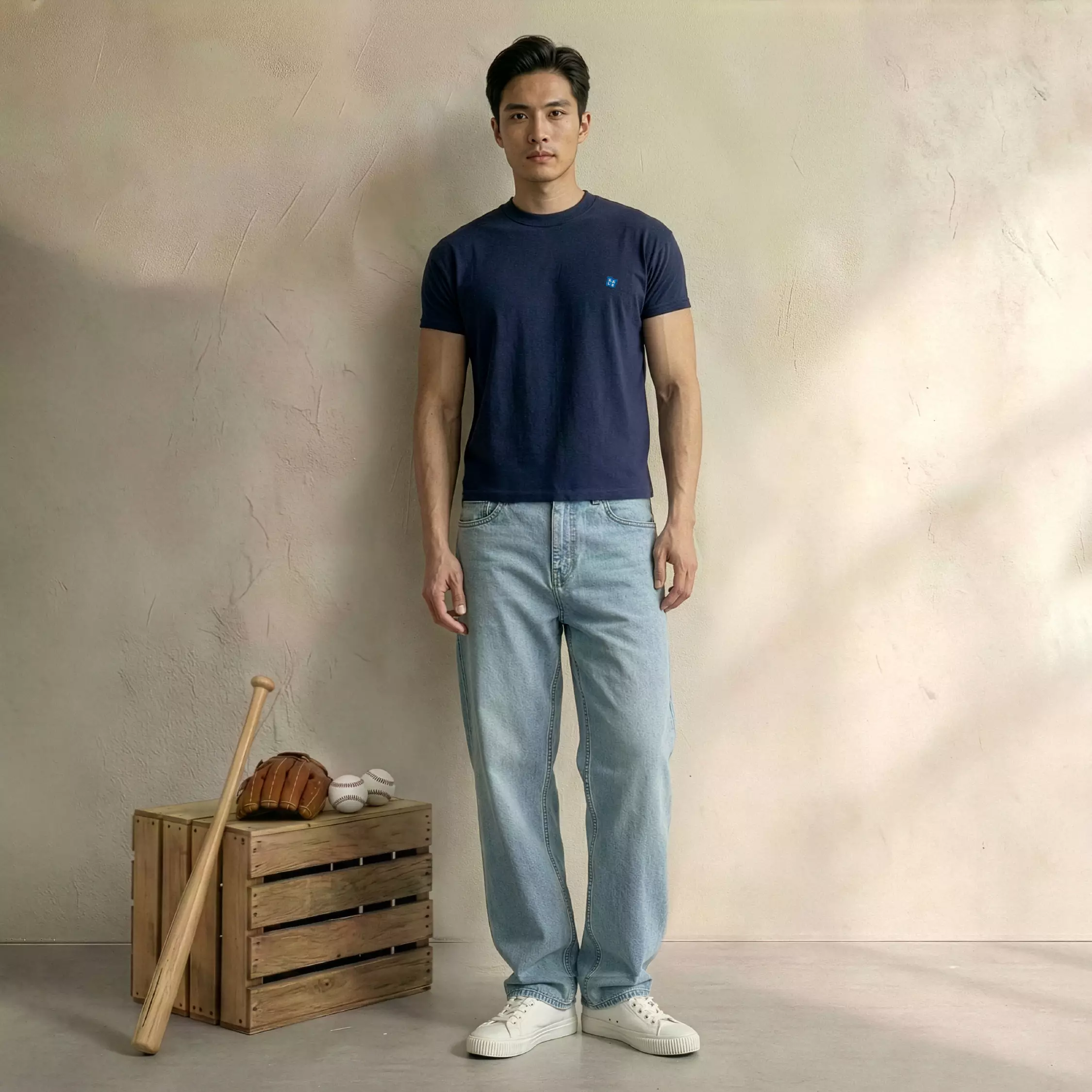 KALE NEO NAVY T-Shirt Fitted Tee Short Sleeve Cotton Cloudy