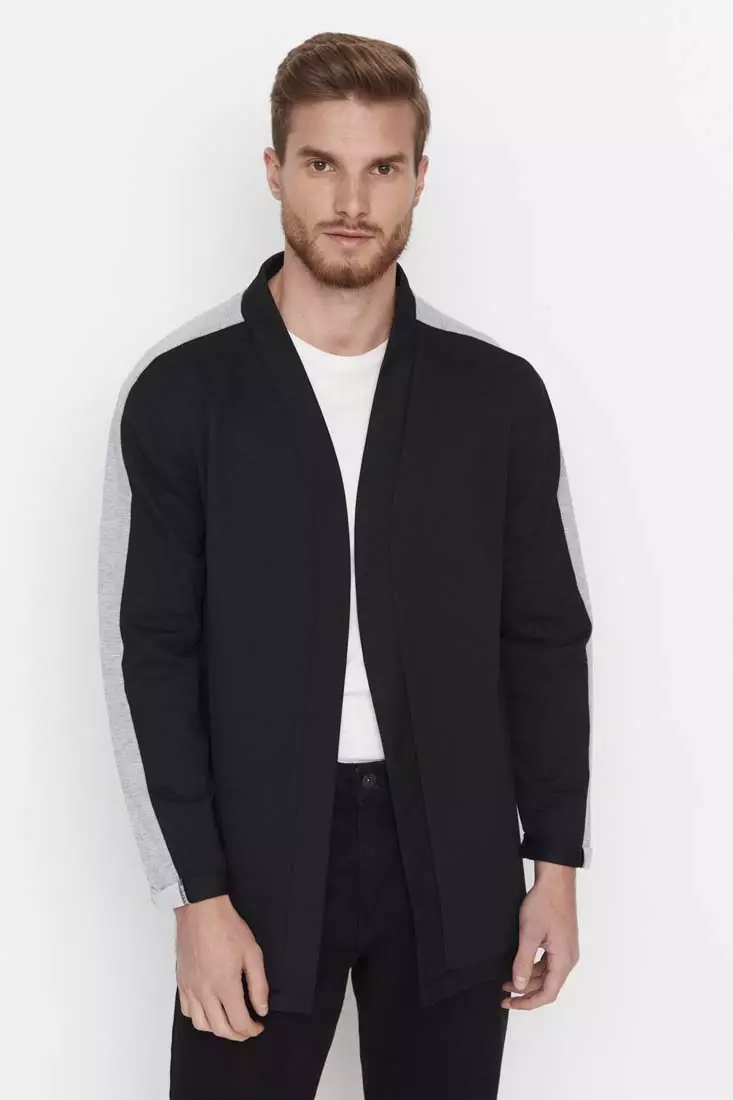 Mens online black cardigan