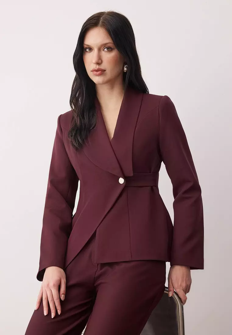 Mürdüm Double-Breasted Closure Blazer Jacket Pants Woven Bottom - Top Set Twoaw26Au145