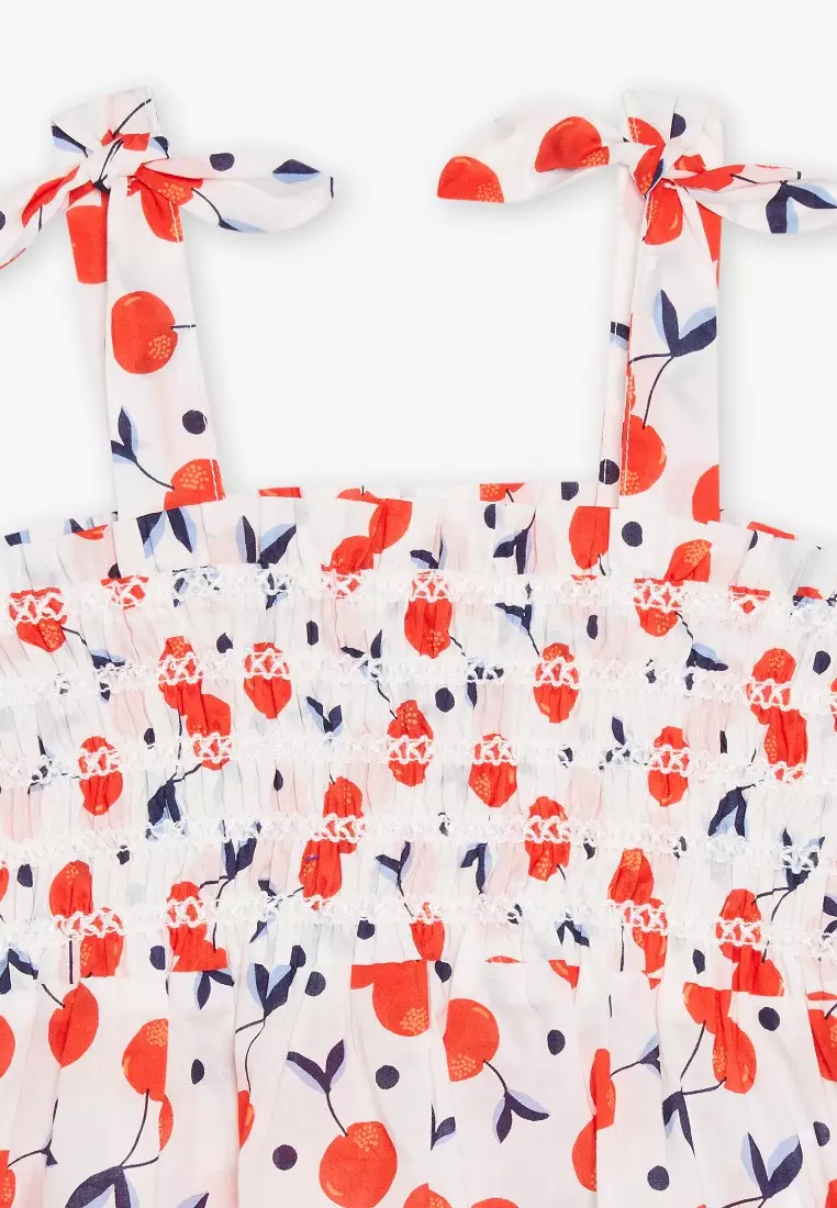 Ecru Cherry Print Top