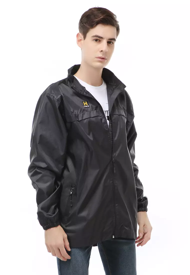 Clover Outerwear Jacket Olahraga Pria Big Size Pocket Material Parasut ORIGINAL - Black