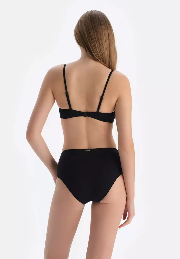 Black Strapless Bikini Top, Full-Cup, Underwire, Swimwear for Women