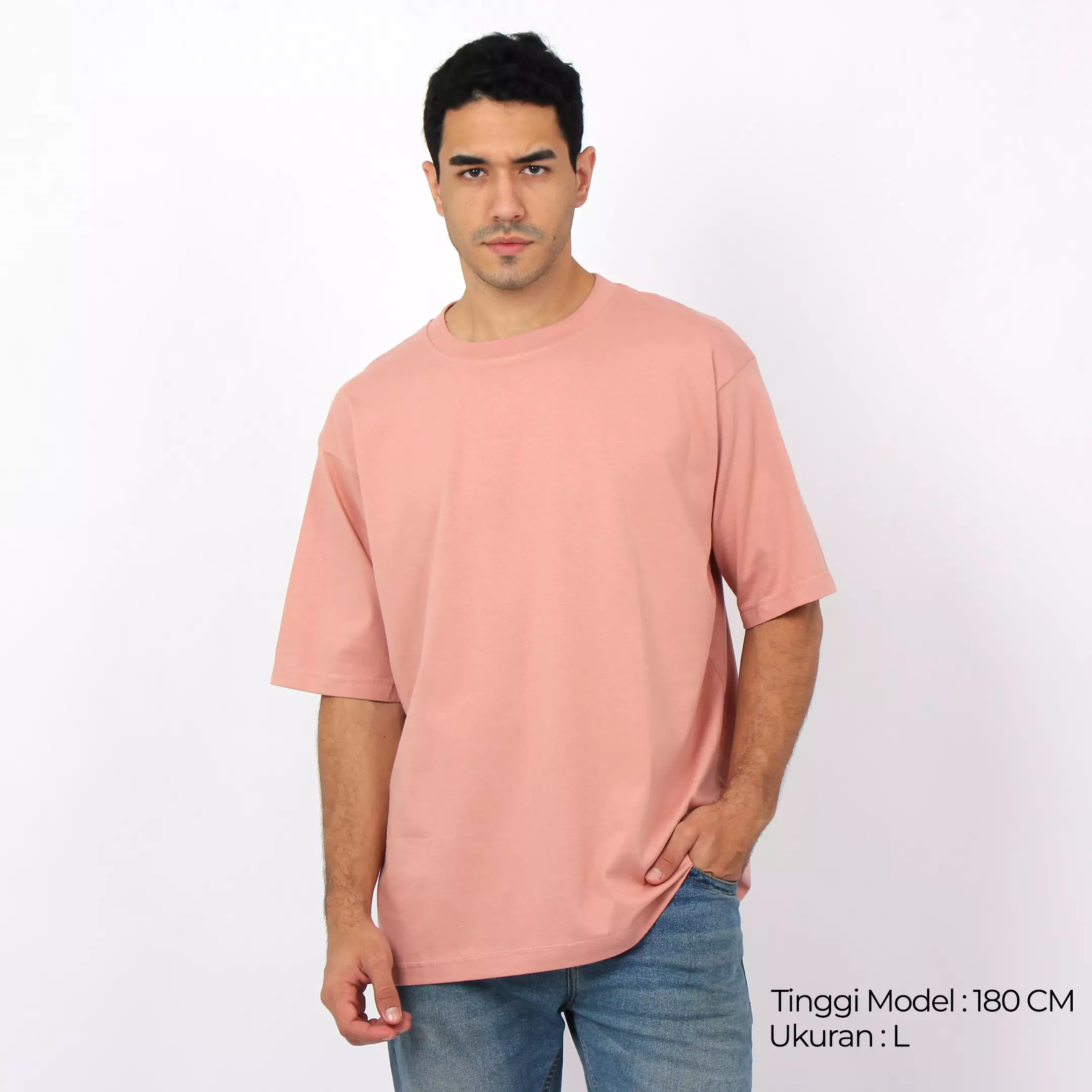 Simple Perfect Kaos Polos Oversize Cotton Lengan Pendek | Kaos Unisex Kaos Oversize Pria Basic Peach