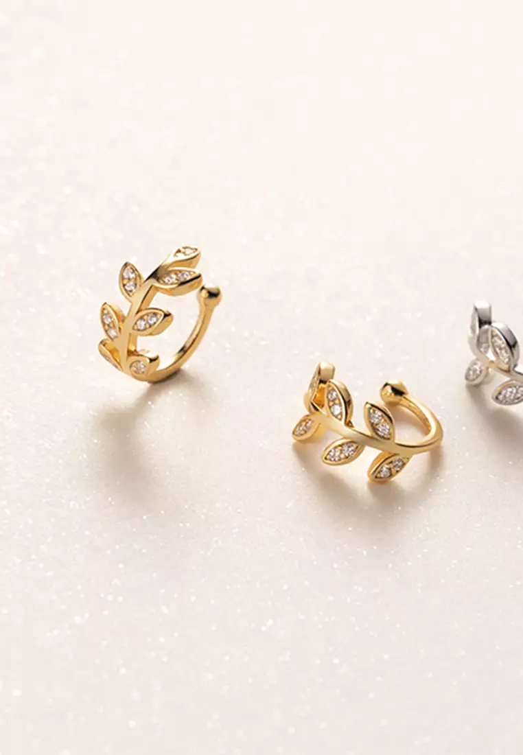 925 Silver Leaf Design Ear Cuff JW AR-G6601