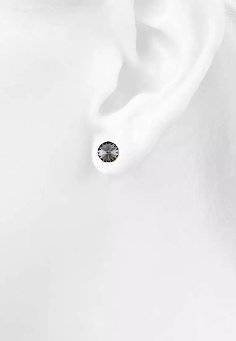 Krystal Dream Earrings Embellished with SWAROVSKI® crystals-White Gold/Black