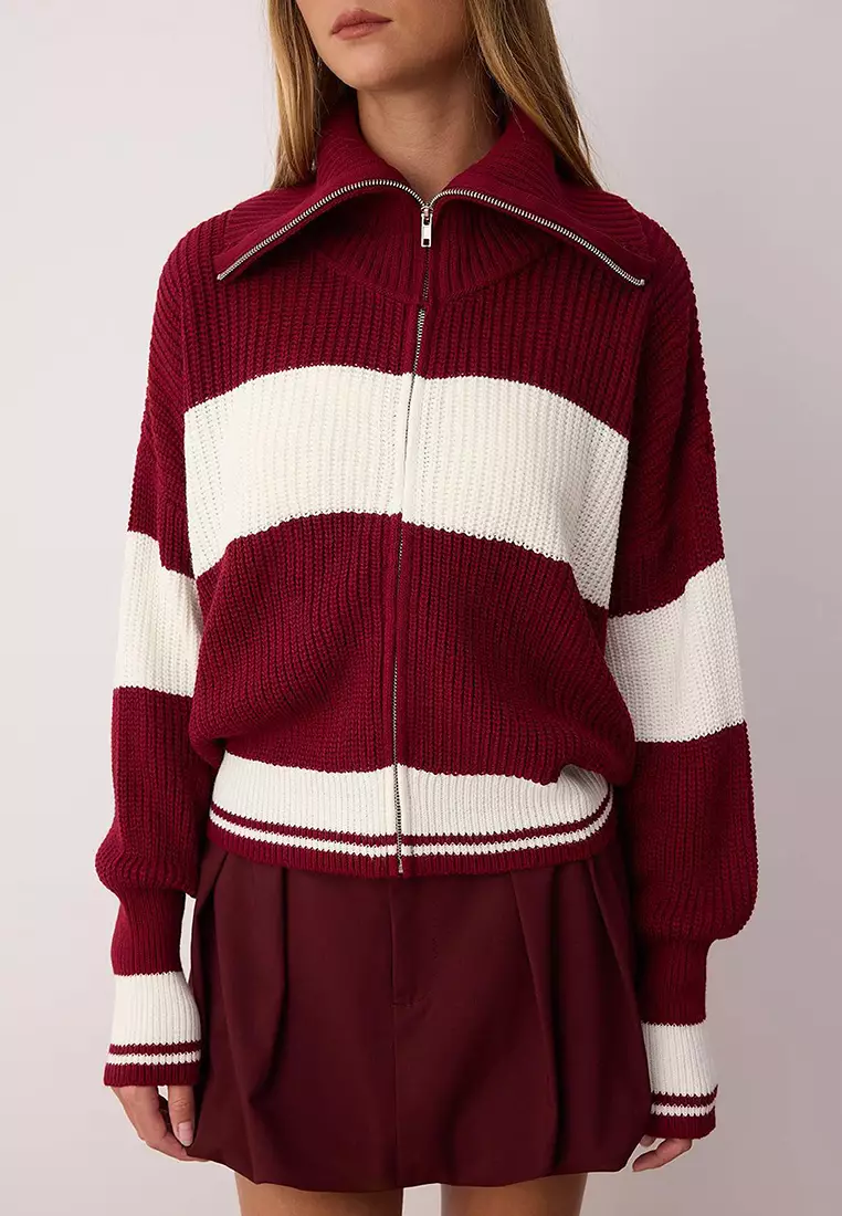 Striped Zipper Sweater