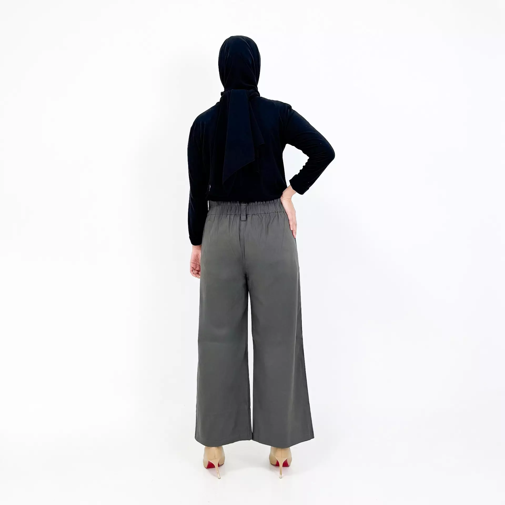 Aini Twill Pants [ABU TUA] Celana Panjang Polos Basic Wanita