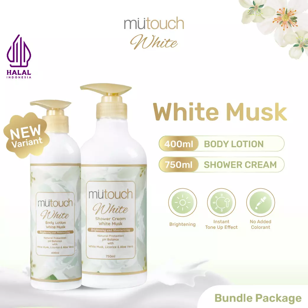 Mutouch White Brightening Set - WHITE MUSK - Shower 750ml + Lotion 400ml - Perawatan Tubuh