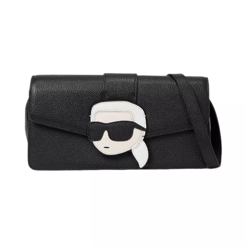 Karl Lagerfeld Icon K canvas clutch bag, Black