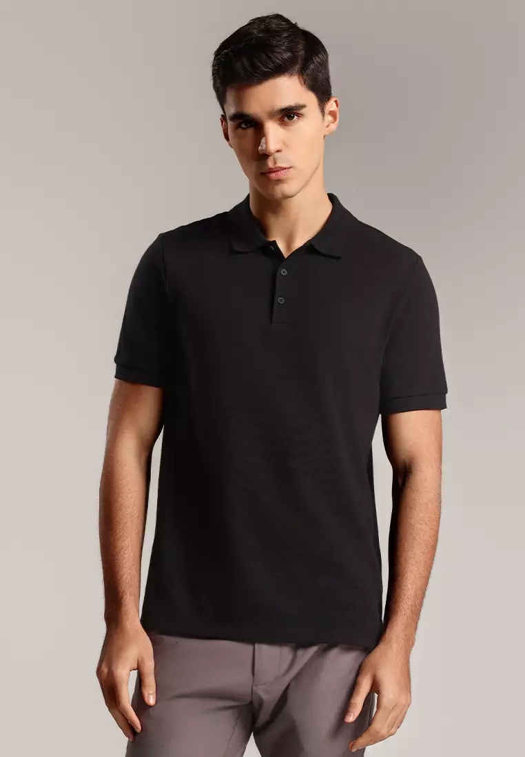 MOC - Kaos Polo Pria Lengan Pendek Dawin - Black