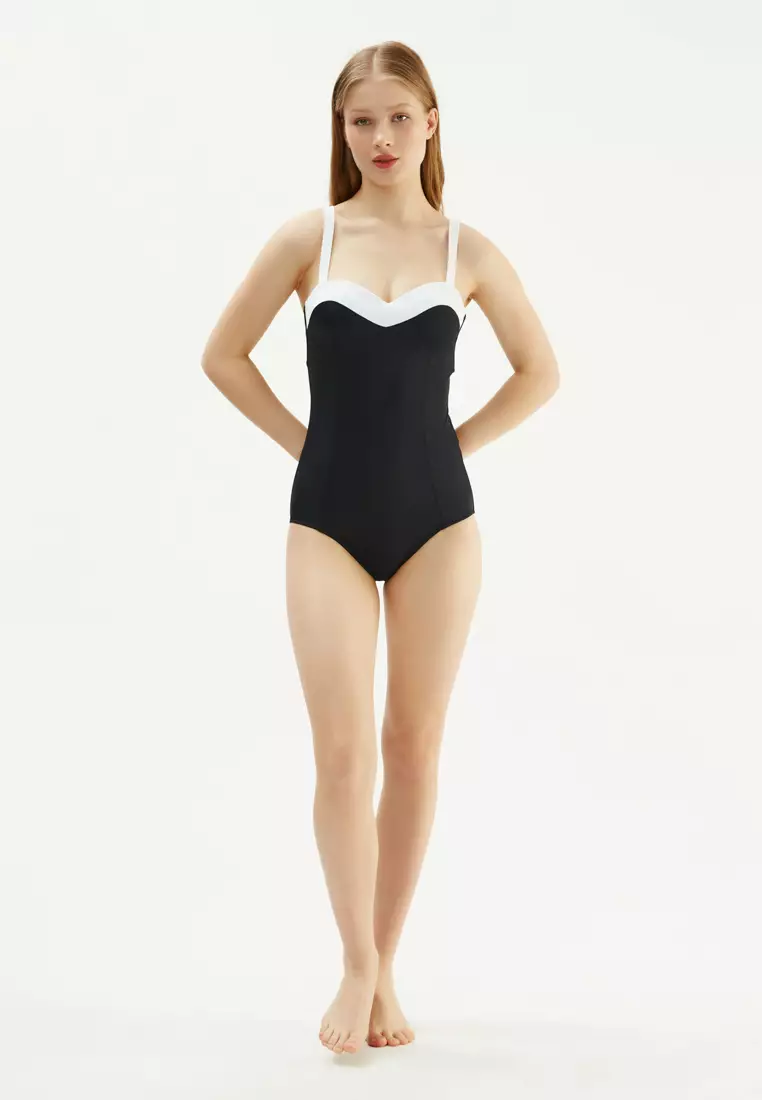 White underwire one piece swimsuit top
