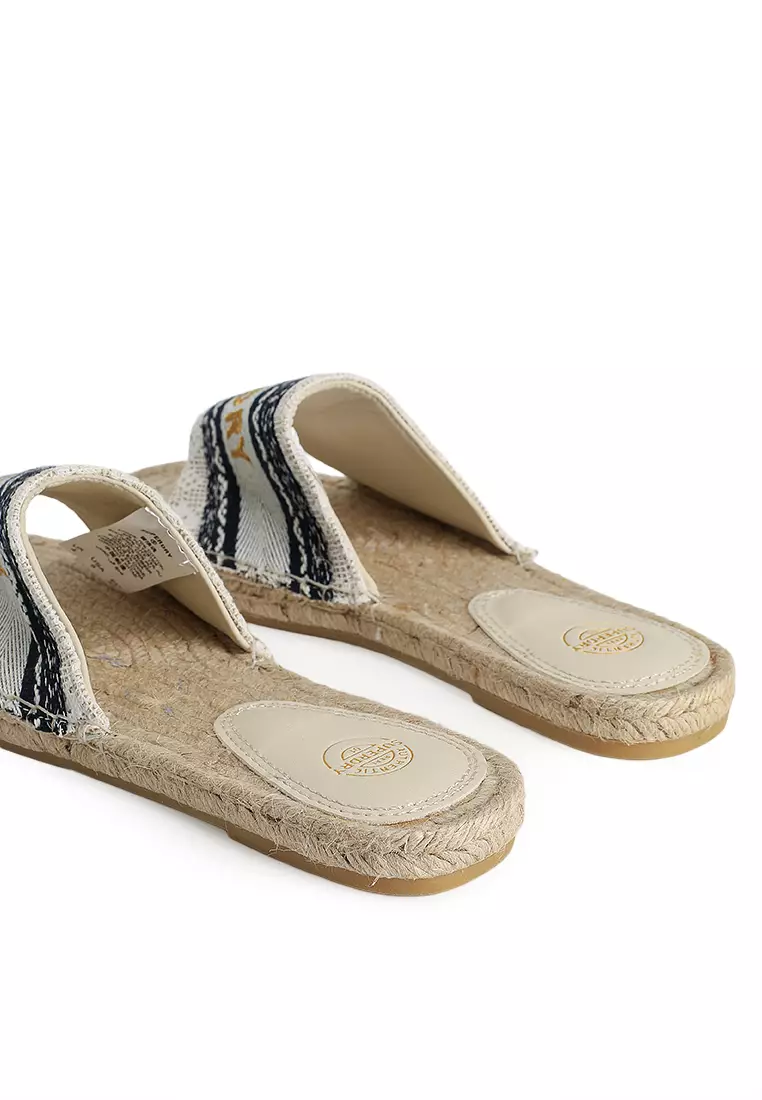Canvas Espadrille Overlay Slides