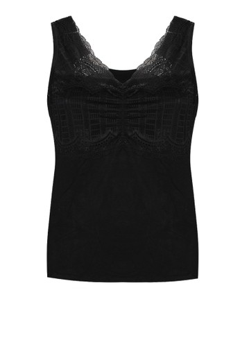 Camisole in Lace-Lace with Wrinkle-Black
