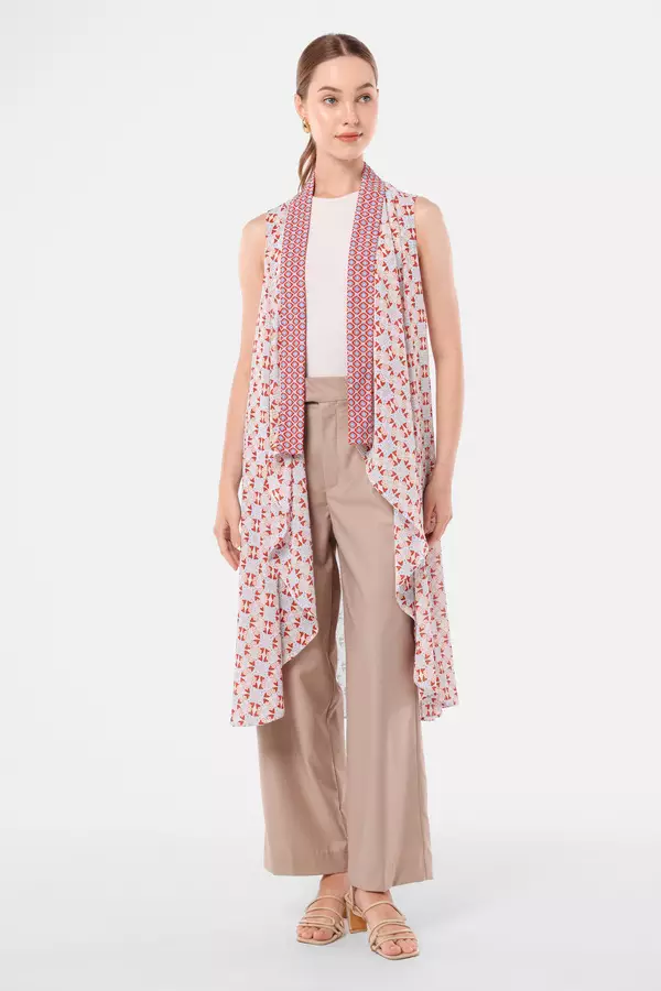 MINIMAL - Asmyra - Cardigan Flowy Motif Bunga - Red Warna Red