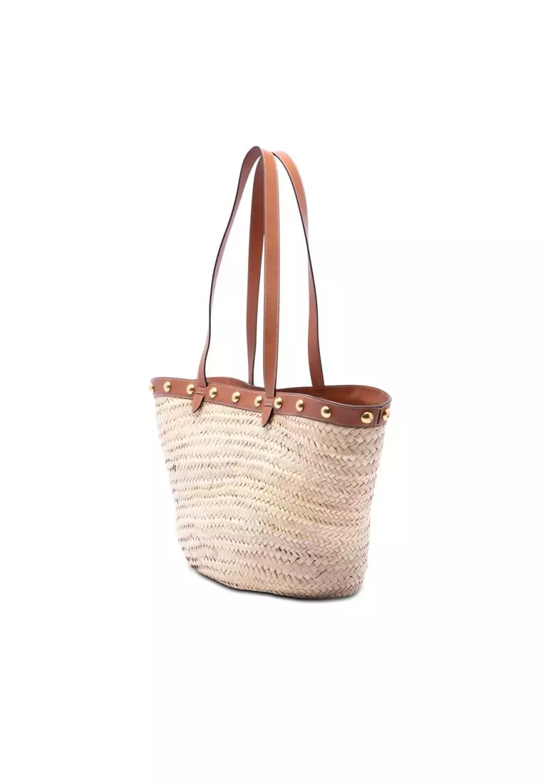 Pre-Loved Celine Large Raffia Classic Studded Panier Tote