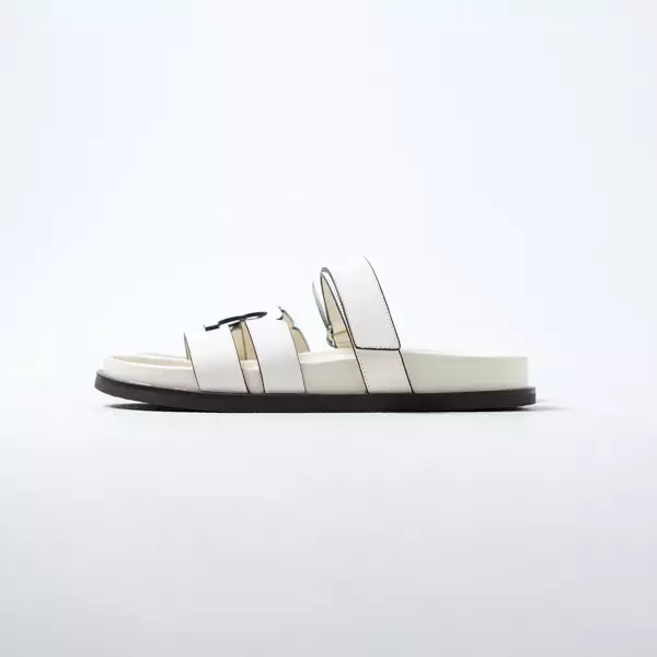 Sandal TORY BURCH INES SPORT IVORY WHITE SLIDE 100% ORIGINAL