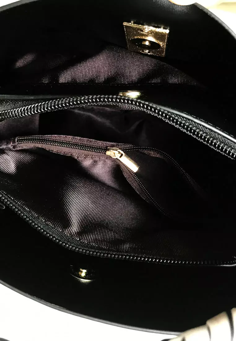 Women's Chain Top Handle Bag / Sling Bag / Crossbody Bag / Shoulder Bag - Black