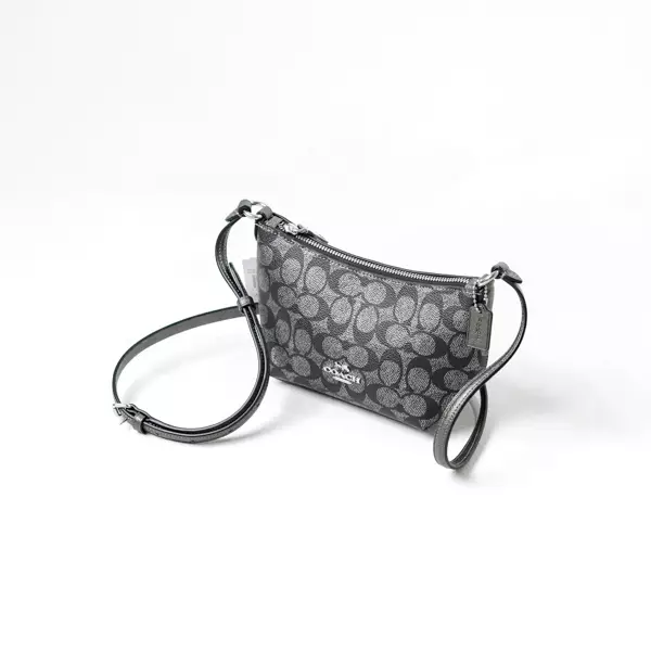 Jual Coach Tas COACH MONOGRAM BLACK SILVER ZIP SHOULDER BAG 100