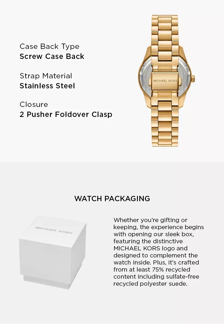 Michael Kors Women's Lexington Chronograph Watch ( MK4982 ) - Quartz, Gold Case, Round Dial, 16 MM Gold Stainless Steel Band