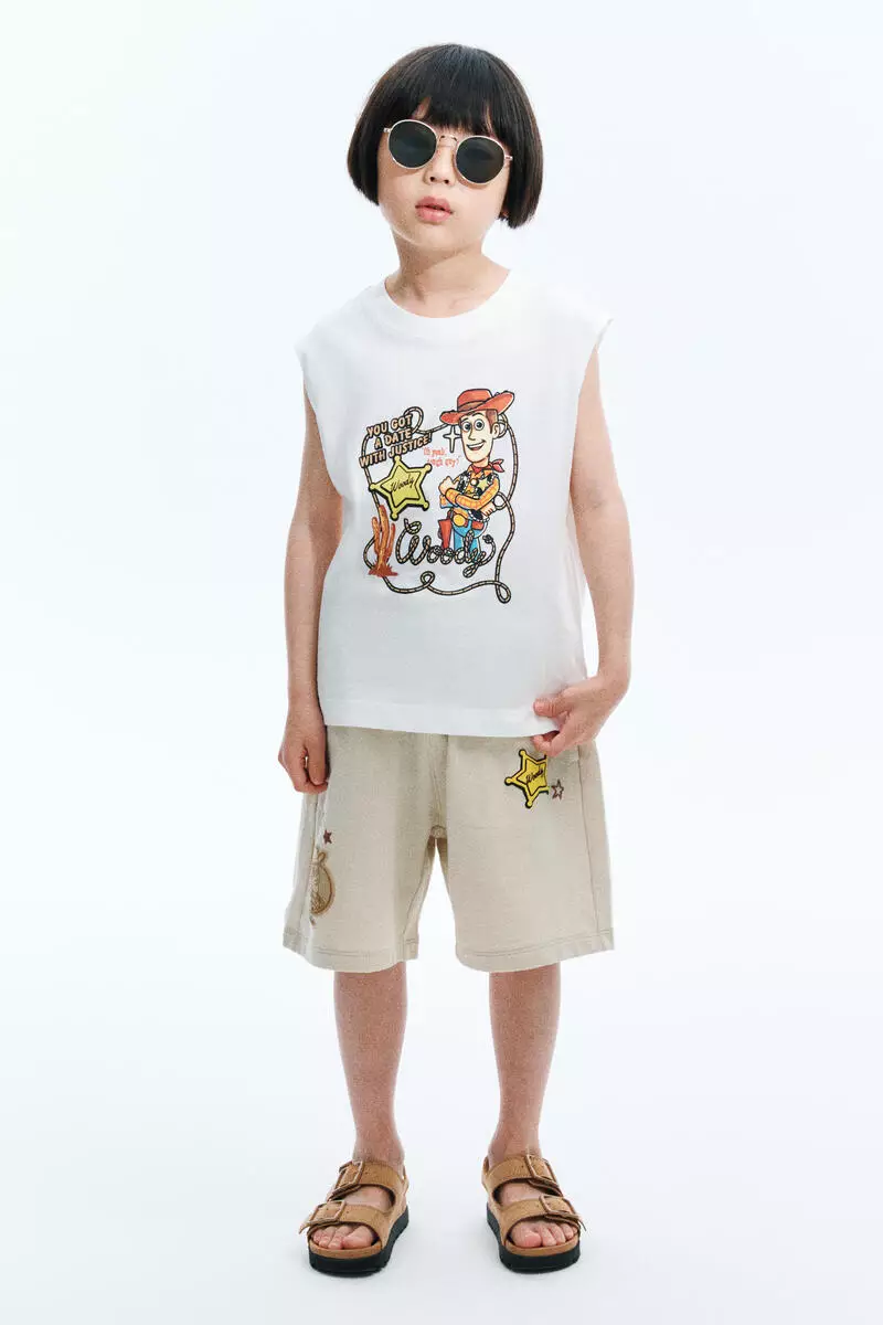 Printed cotton vest top