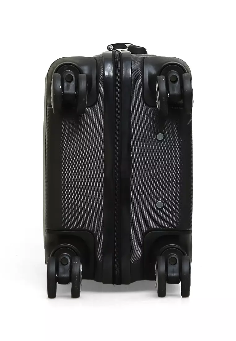 Caroline Koper Hardcase Unisex Size 18 Inch Tas Travel Large Compartment Material ABS+PVC Coated ORIGINAL - Black