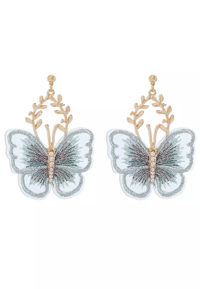 Temperament Retro Style Embroidered Butterfly Earrings CA22021606BL
