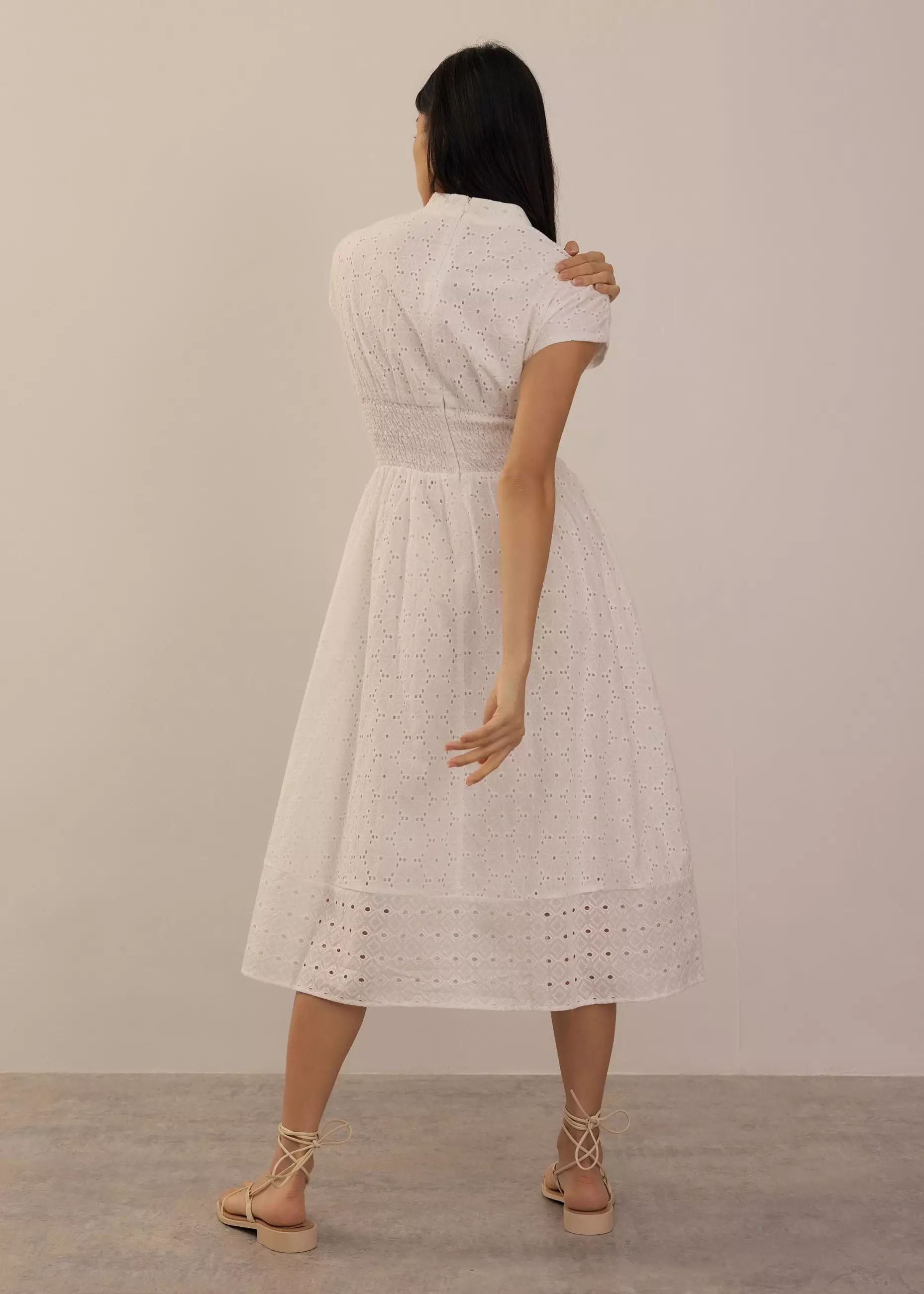 Dress Wanita - Broderie Fit & Flare Midi Dress