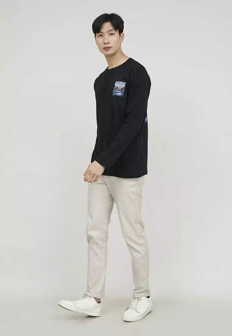 Kaos cotton combed lengan panjang pria hitam houseofcuff desert vibes