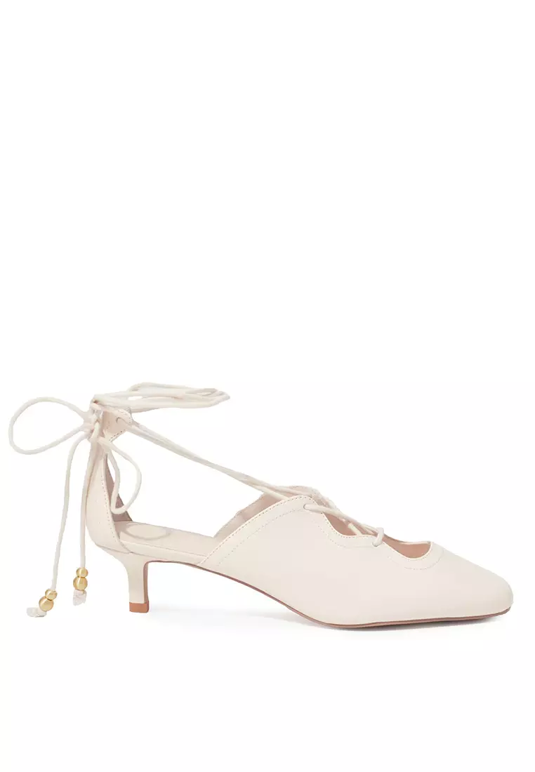 Lace-Up Leather Pumps